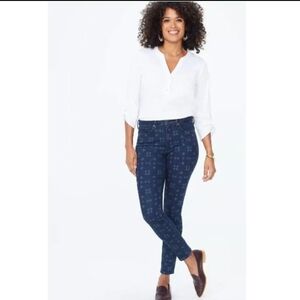 NYDJ AMI SKINNY JEANS SIZE 14 Firesky Denim Geo Laser Diamond Print Mid Rise